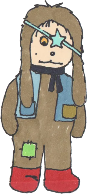 cool dog with eyepatch and vest.