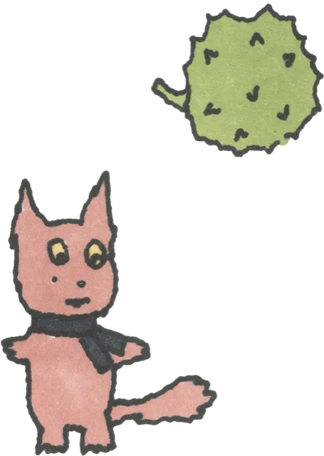 squirrel in a scarf and a conker.